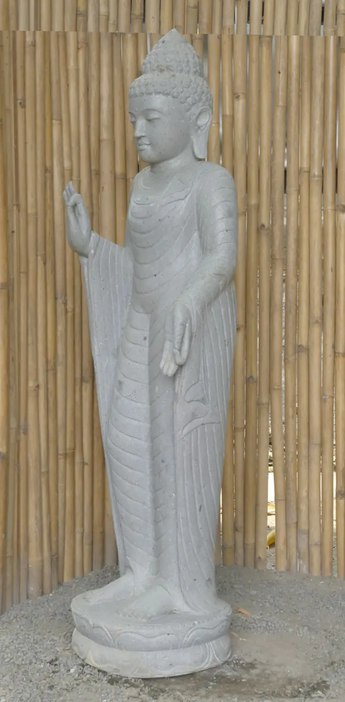  Product image 3 of the product “Standing Buddha - Abhaya mudra made of Riverstone, ca. 175 cm High ”